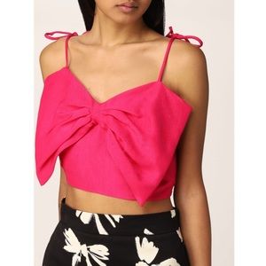 MSGM Bow Cropped Hot Pink Top